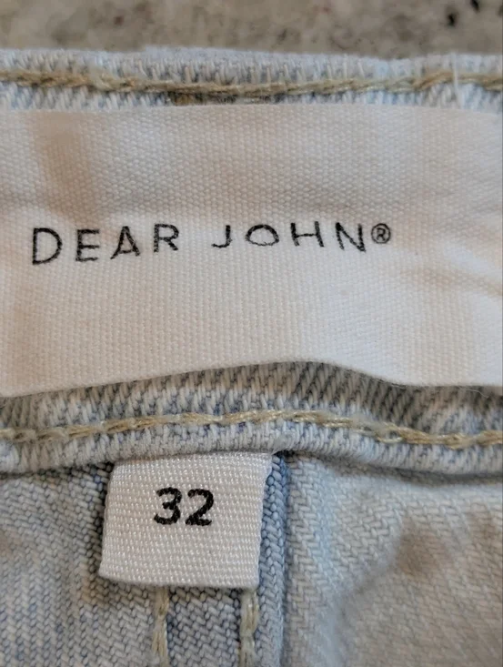 Dear John Frankie Straight Jeans Size 32 Light Wash Two-Tone Raw Hem High Rise - Picture 5 of 11